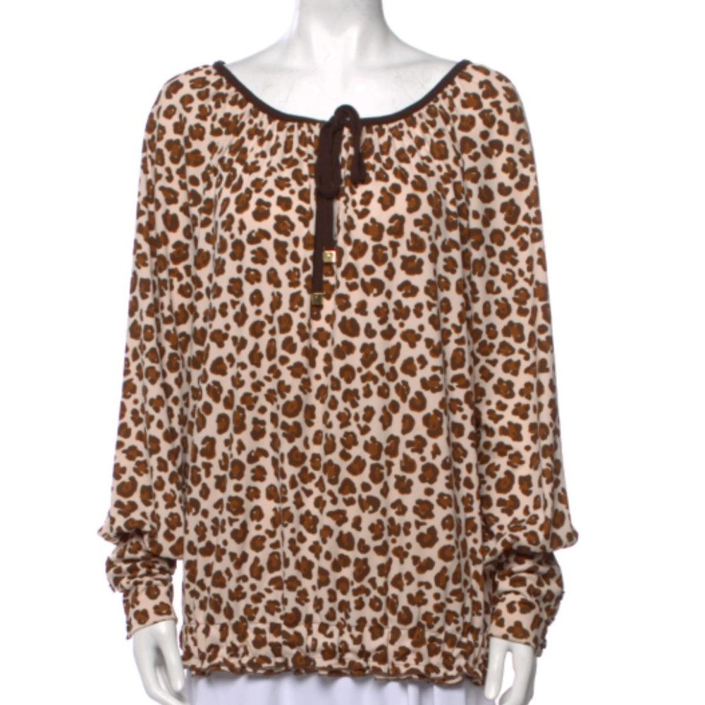 TORY BURCH Animal Print Bateau Neckline Blouse